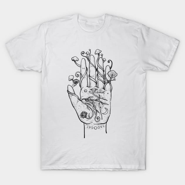 Palmistry - White T-Shirt by Lorraine Rabbit